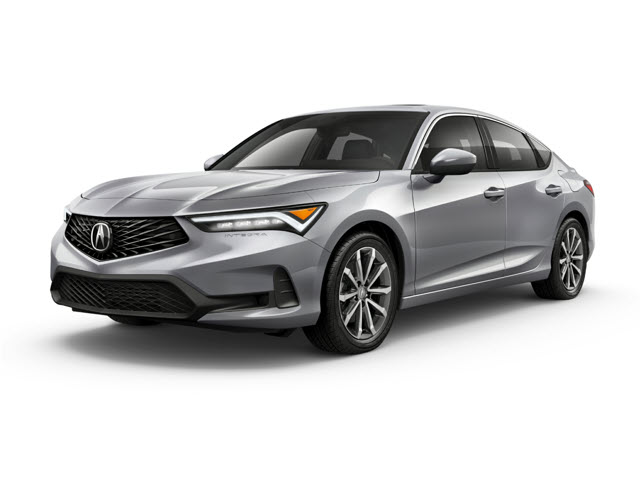 A silver 2026 Acura Integra sedan parked, showcasing its sleek design and sporty wheels.